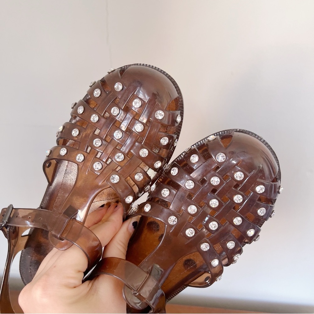 Loeffler Randall • Rhys Brown Jelly Sandal cage gladiator rhinestone strappy - Picture 5 of 15